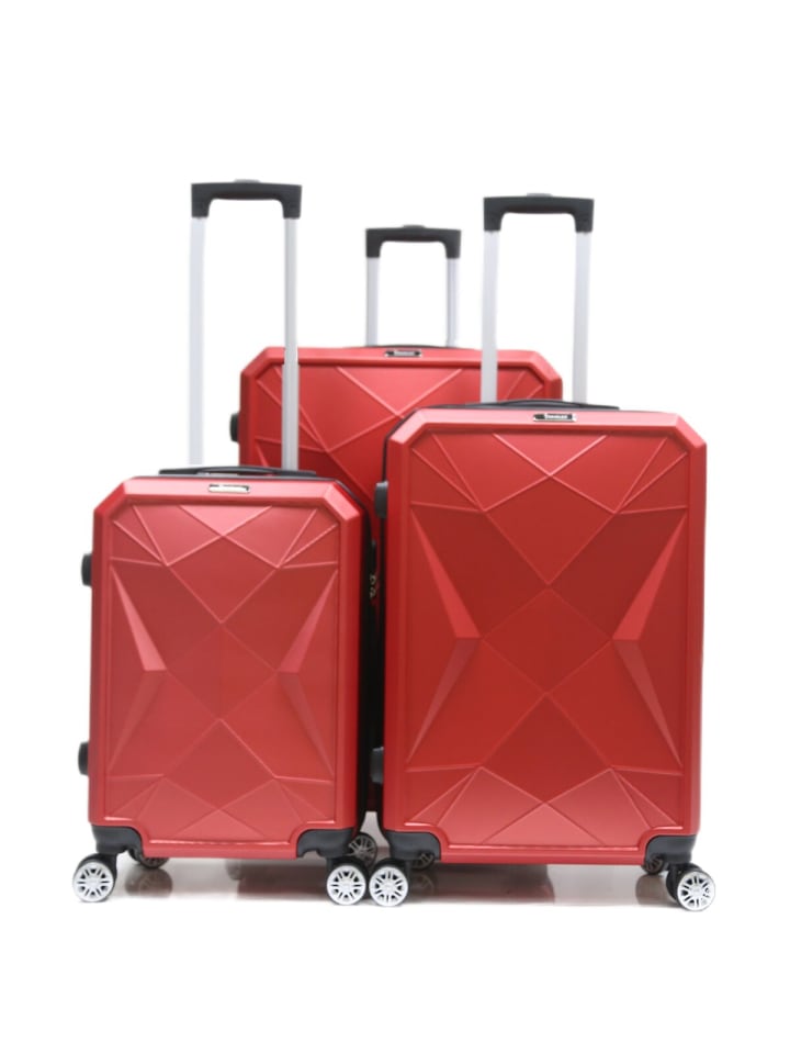 Cheffinger Reisekoffer ABS-03 Koffer 3-teilig Hartschale Trolley Set Kofferset Ha in Rot günstig kaufen onesize