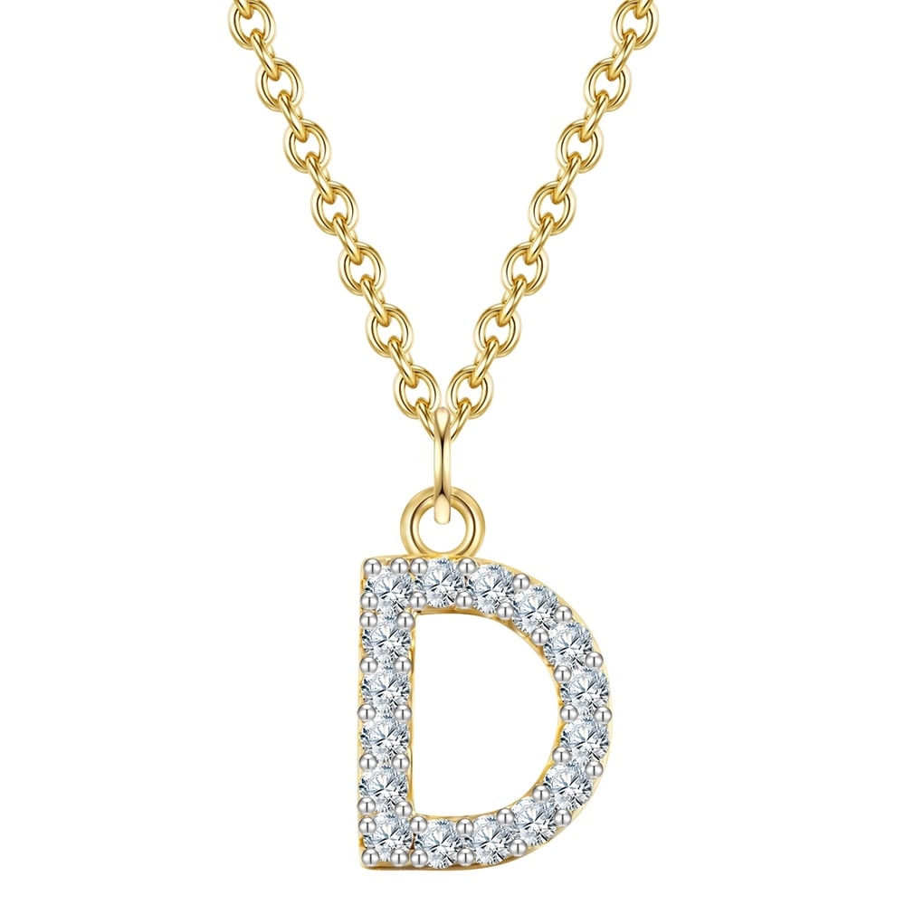 Glanzstücke München Collier en argent Lettre D Argent sterling Oxyde de zirconium (CZ) en Or jaune collier