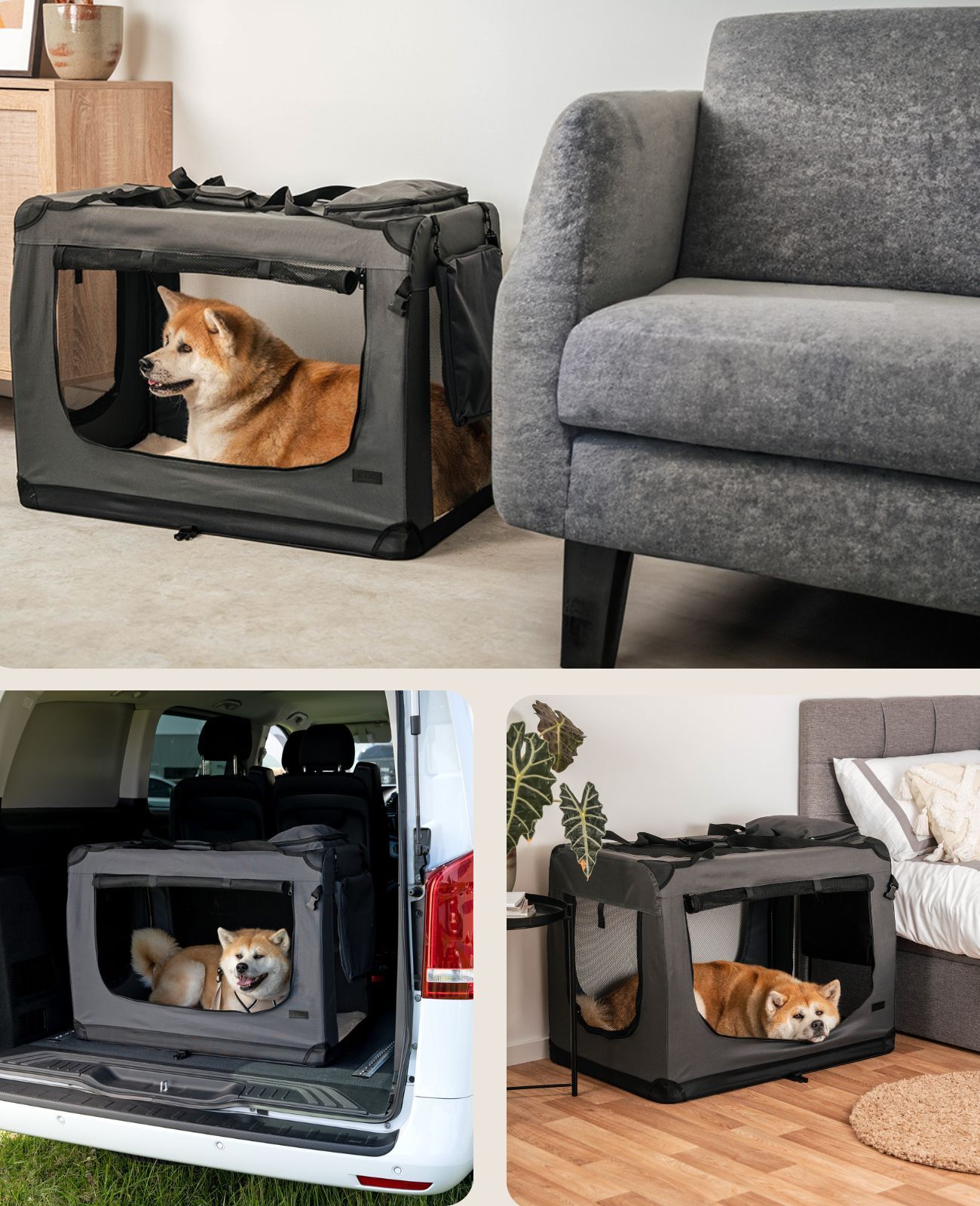 Lionto Transportboxen & Gitterboxen Lionto Hundetransportbox - faltbar - grau XXL