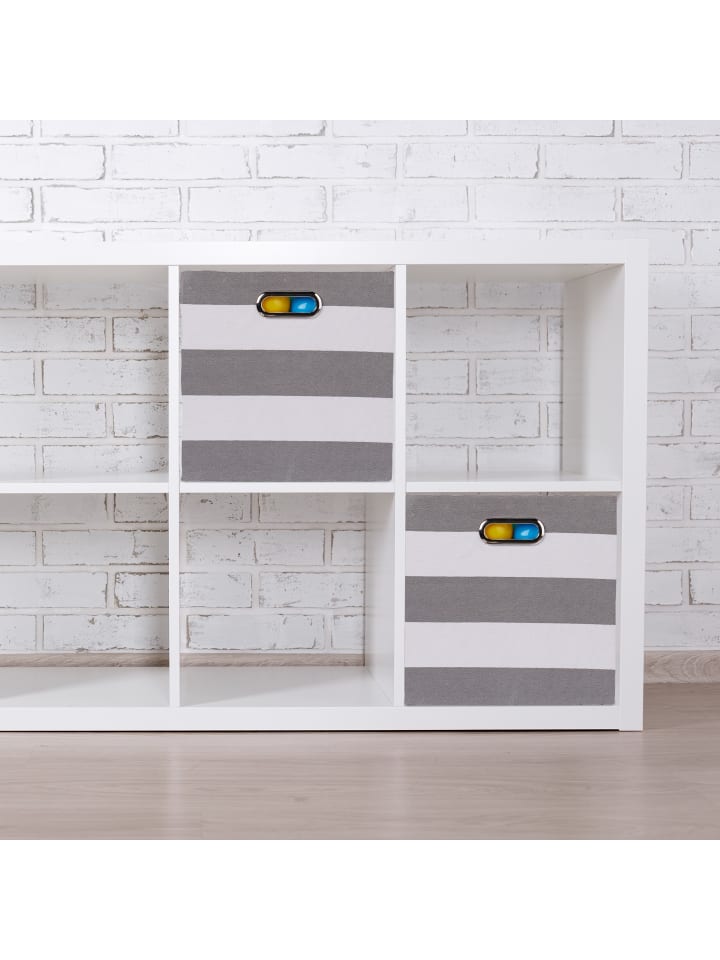 relaxdays 2 x Aufbewahrungsbox in Grau/ Weiß - (B)30,5 x (H)30,5 x (T)30 cm günstig kaufen onesize
