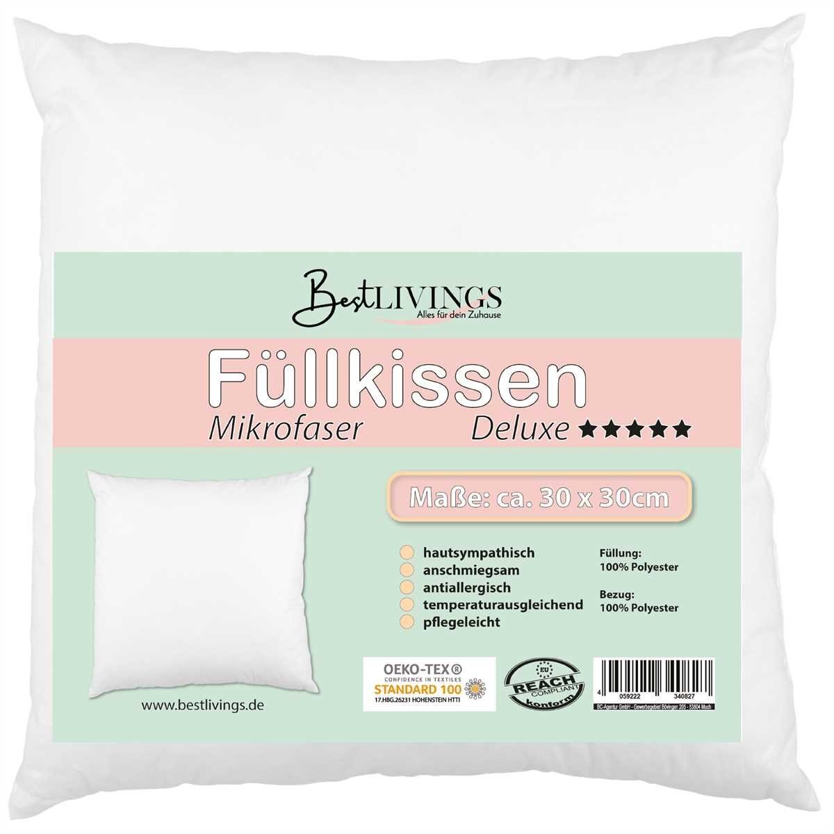 Bestlivings Dekokissen Inlett - Kissen in Mikrofaser Deluxe Qualität, Dekokissen 4er Pack, Füllkissen, geeignet für Hausstauballergiker