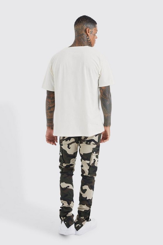 Skinny Camouflage Cargo-Hose mit Druckknöpfen