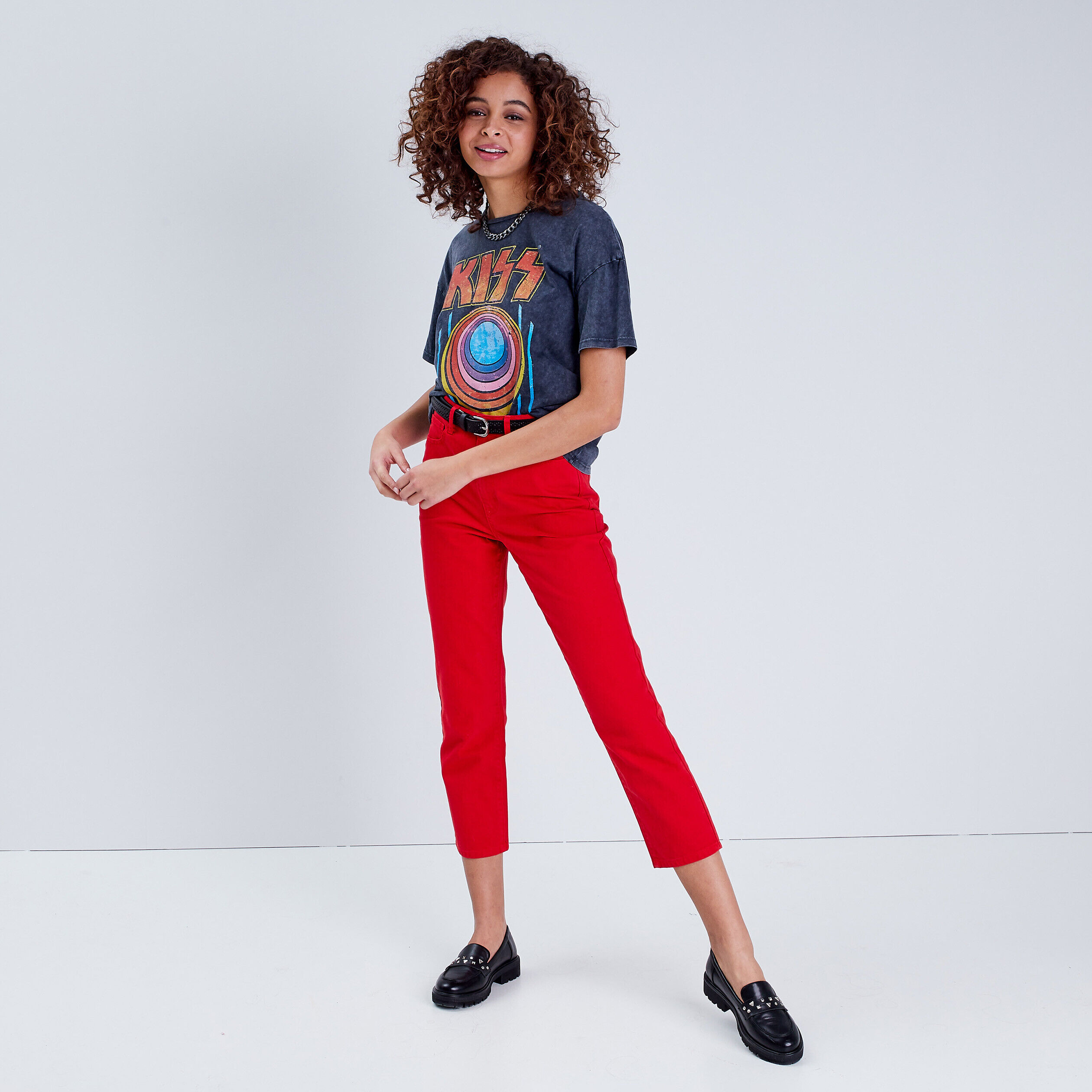 Jeans regular 7/8ème rouge femme | Cache Cache