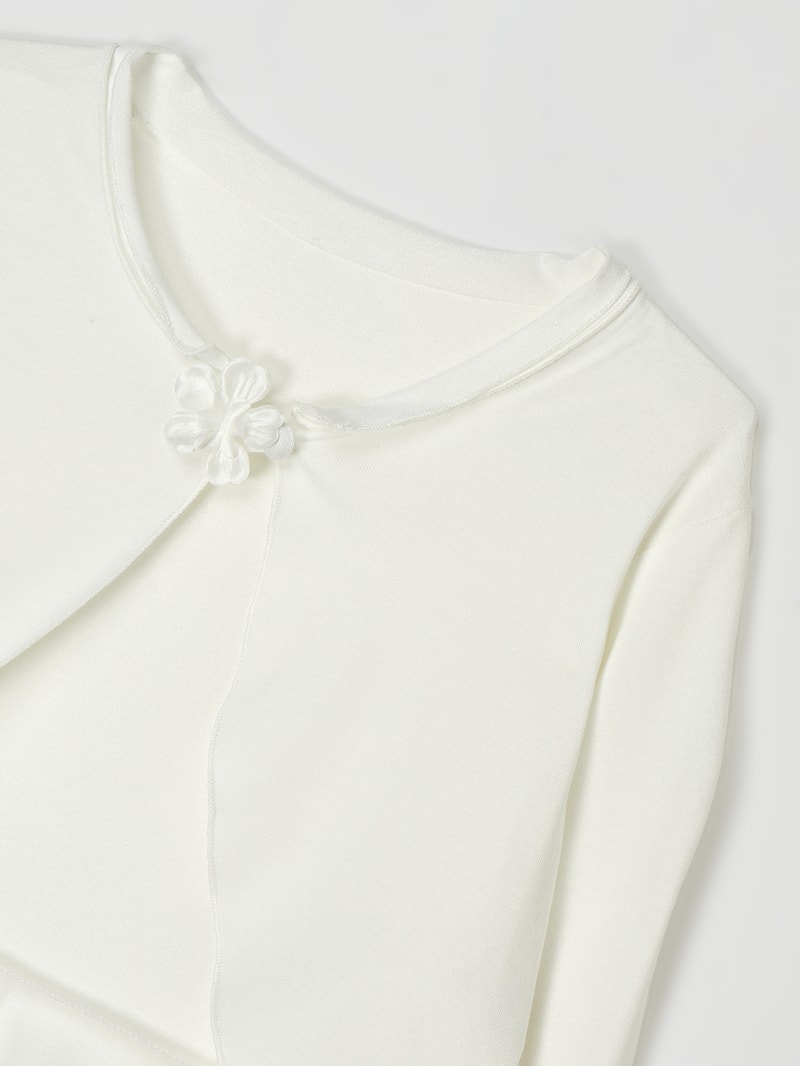 Bolero mit Blüten-Applikationen in ecru