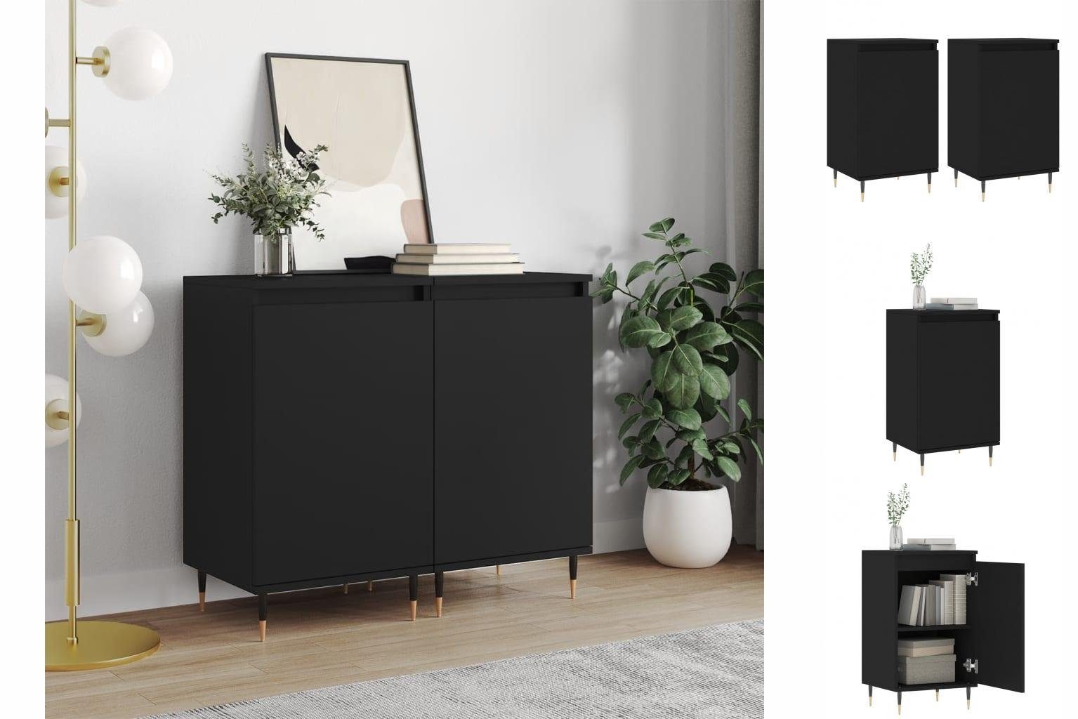 vidaXL Anrichte Sideboards 2 Stk Schwarz 40x35x70 cm Holzwerkstoff Kommode