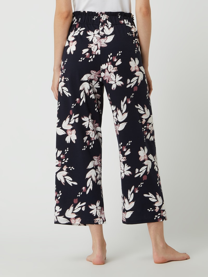 Lounge-Hose mit floralem Muster in marineblau