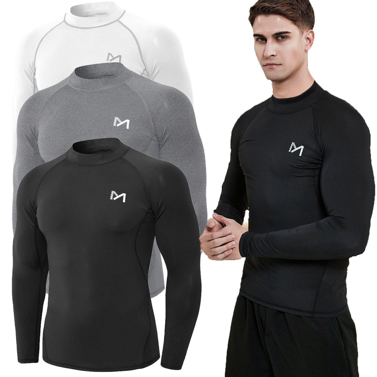 MEETYOO Kompressionsshirt HERREN KOMPRESSION SHIRT FUNKTIONSSHIRT (LANGARM SPORT FITNESSSHIRT, GYM LAUFSHIRT, TRAININGSSHIRT, MUSKELSHIRT) DASISSCHICHT