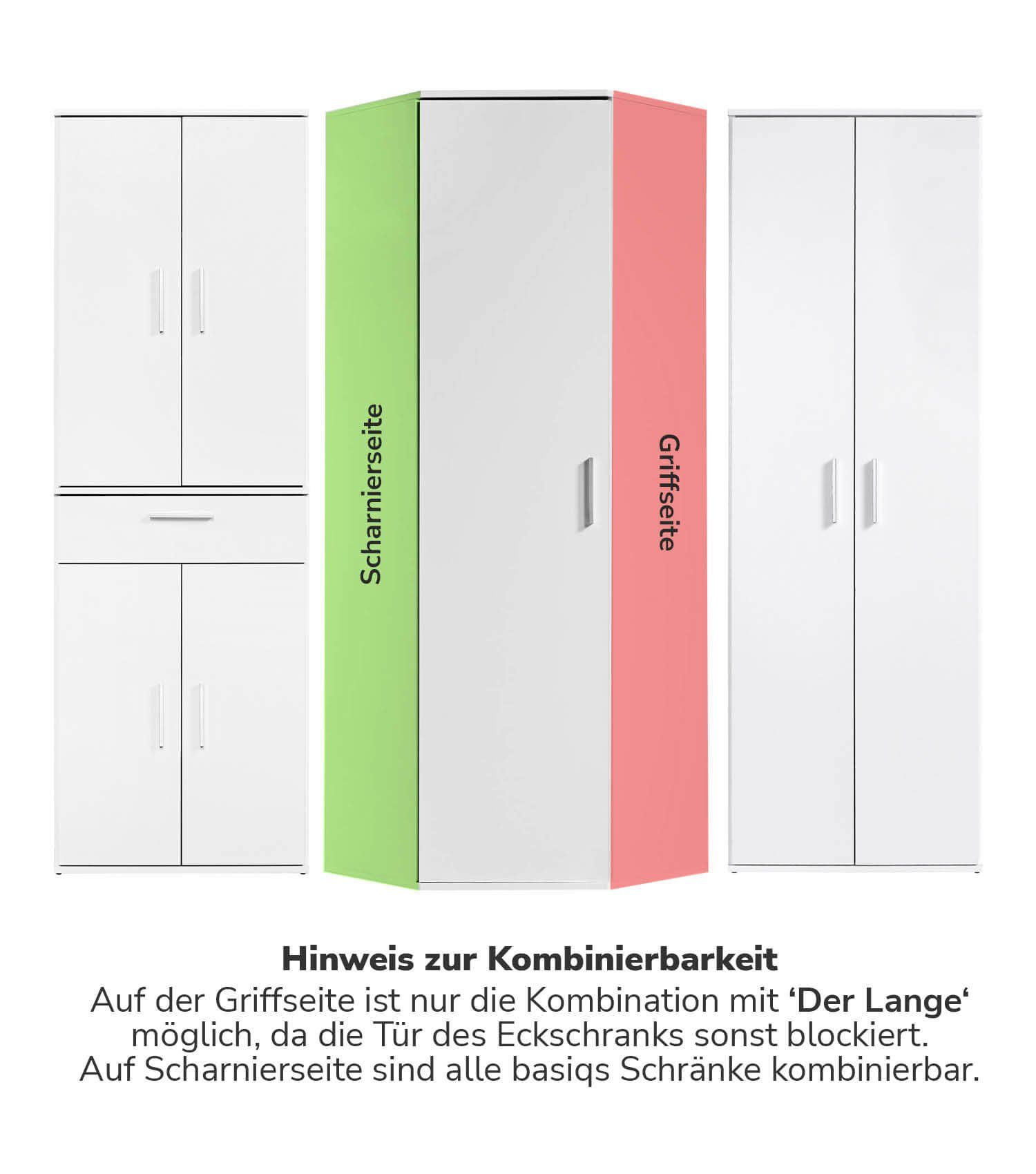 mokebo Mehrzweckschrank Der Lange Eckschrank (mit 4 Einlegeböden) als Eckschrank, Aktenschrank, Schuhschrank oder Schrank in Weiß