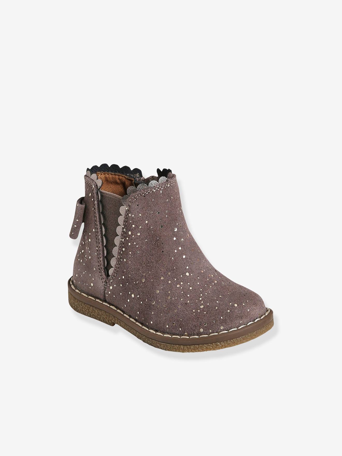 Boots cuir bébé fille élastiqués bleu marine