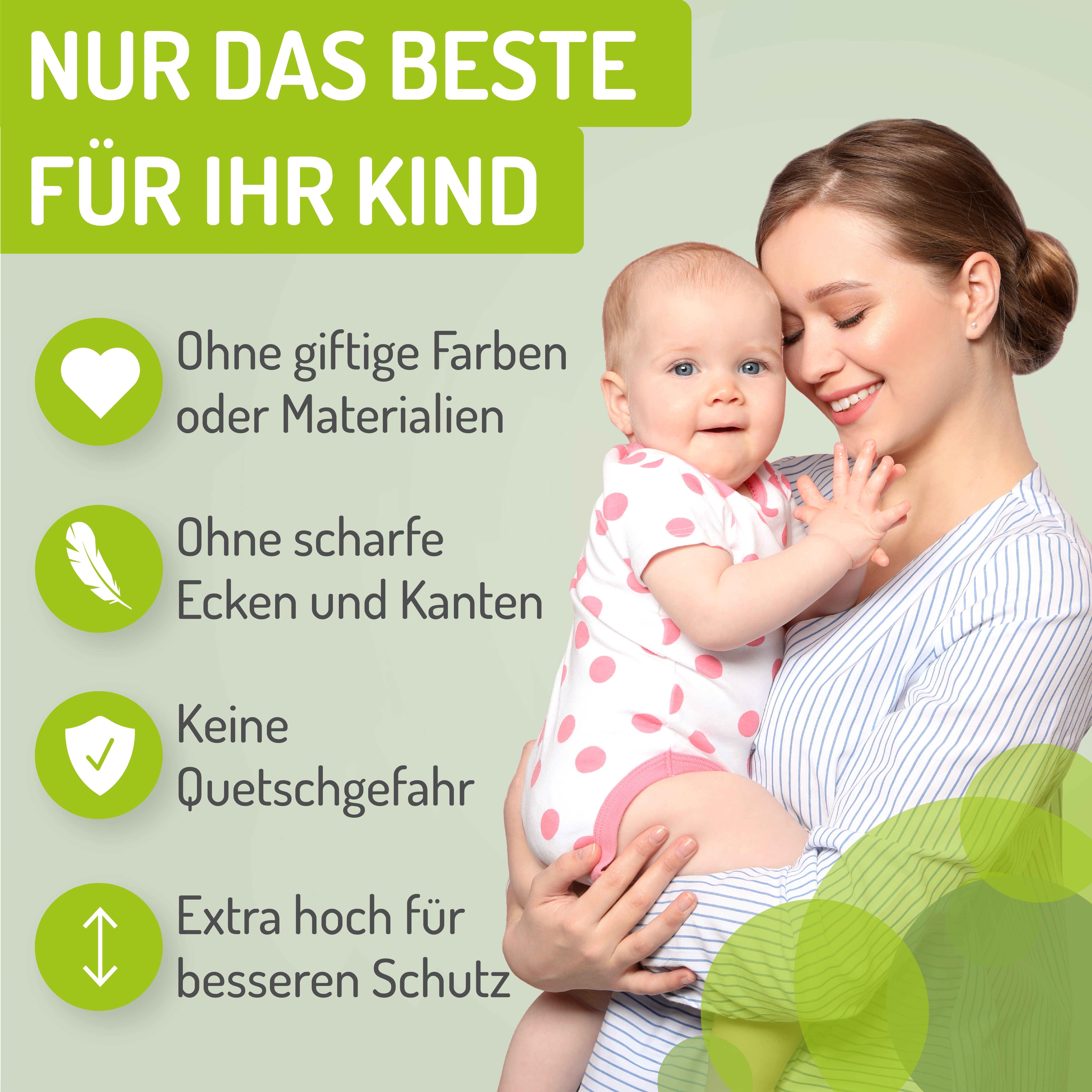 BOMI Türschutzgitter Kinderschutzgitter ohne Bohren Mira 63-251 cm, Babygitter zum Klemmen - 90 Grad Feststellfunktion der Tür