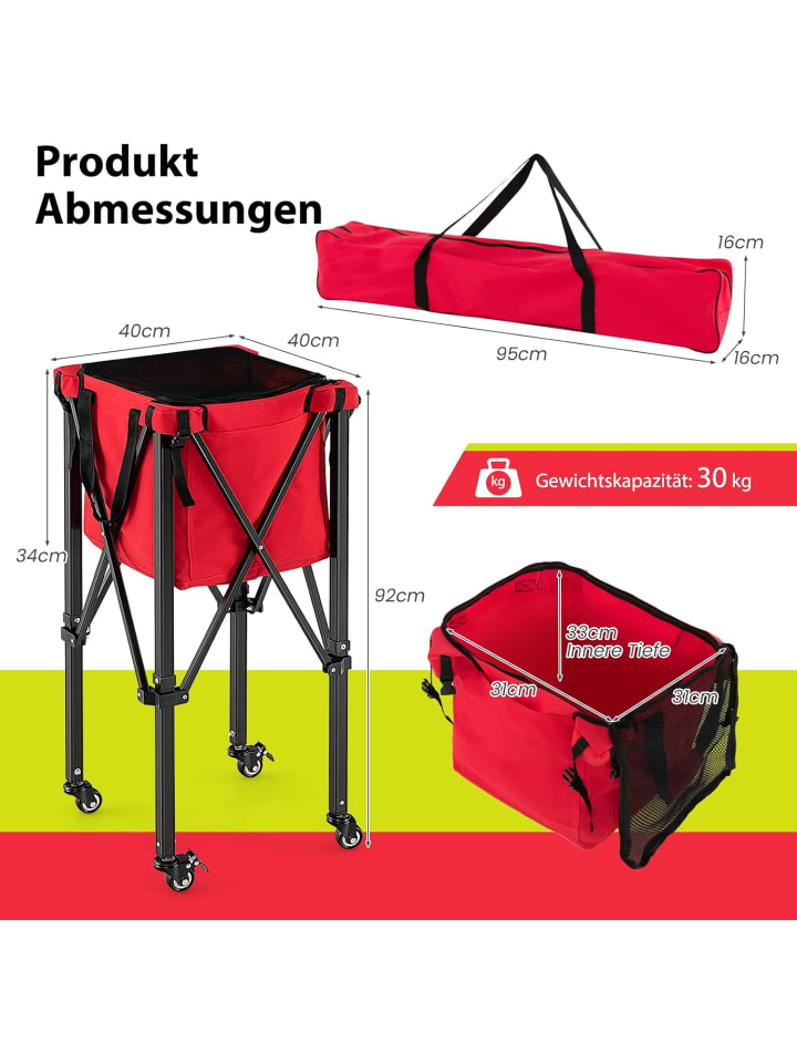 COSTWAY Tennisballwagen in Rot günstig kaufen onesize