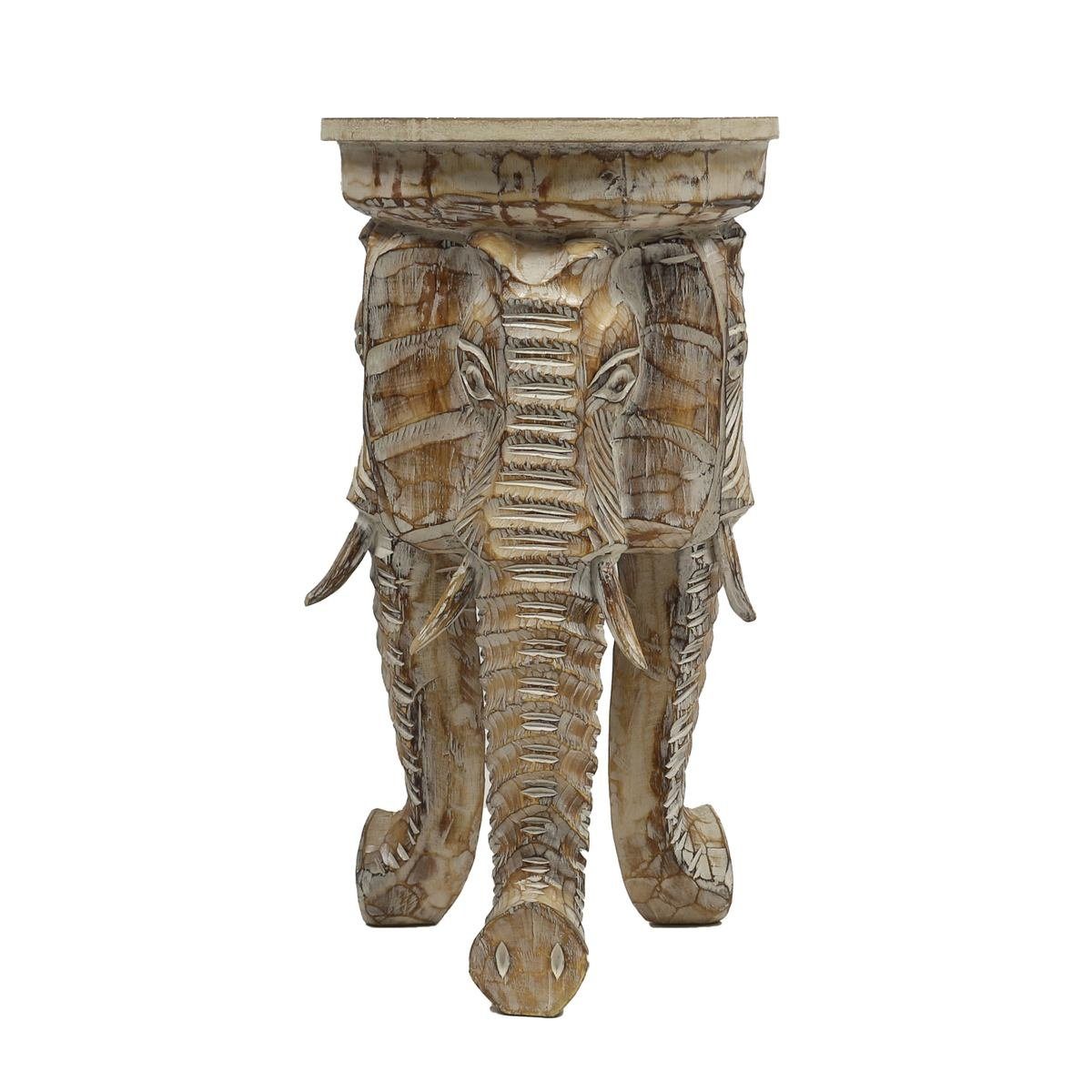 Oriental Galerie Blumenhocker Natur Rundhocker Elefant 60 cm (1 St), Handarbeit