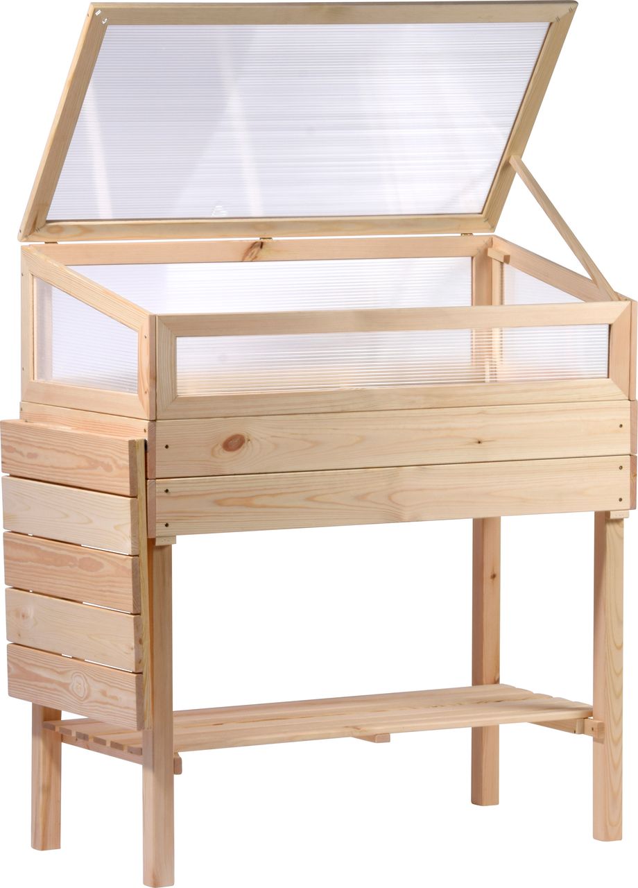 dobar Hochbeet mit Polycarbonat-Aufsatz und Ablagefläche M
