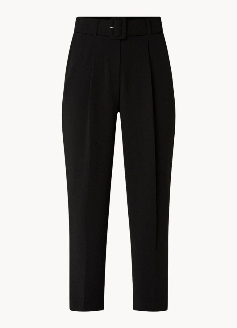 Pantaloni scurți conici din crep, cu talie înaltă, LKBennett Tabitha, cu curea.