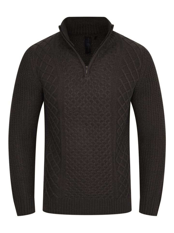 SOULSTAR Strickpullover - S2PELOTAS Grobstrickpullover Troyer Strick-Pulli in Anthrazit günstig kaufen