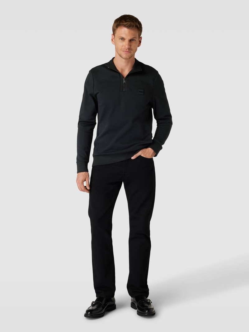 Sweatshirt mit Stehkragen Modell 'Sidney' in schwarz