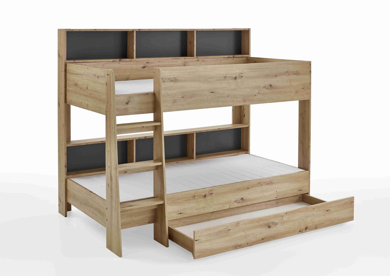 Relita Bettkasten auf Rollen zu Etagenbett SWAY, Ausf. Eiche Artisan Dekor