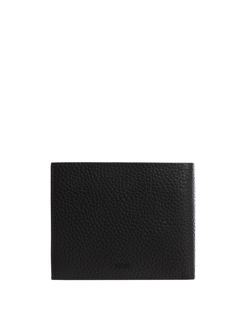 Geldbörse aus Leder mit Logo-Applikation in schwarz