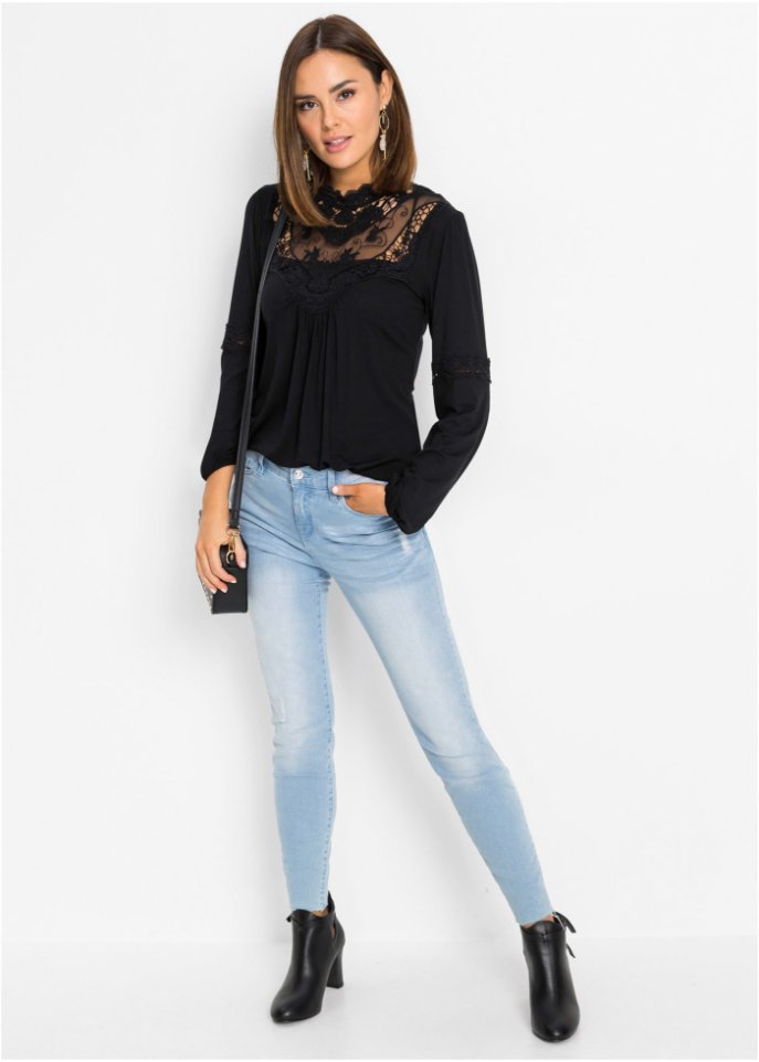 Langarmshirt mit Spitze