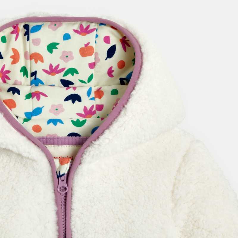 Manteau bébé fille sherpa à capuche blanc Catimini