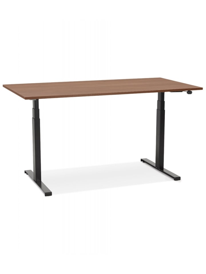 KADIMA DESIGN Elektrischer Sitz-Steh-Schreibtisch aus Holz Metall | Modern in Braun-Schwarz günstig kaufen