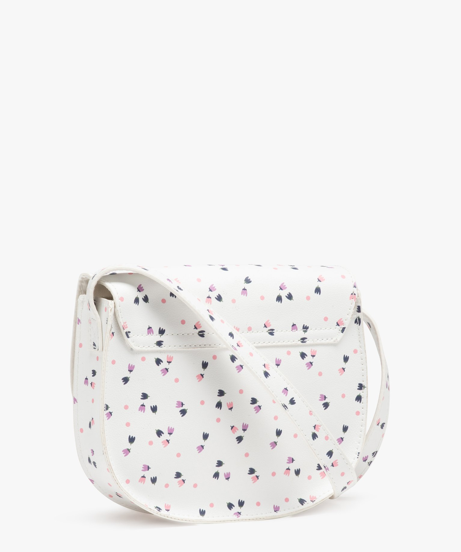 Sac besace avec bandoulière à motifs fleuris fille blanc | GEMO