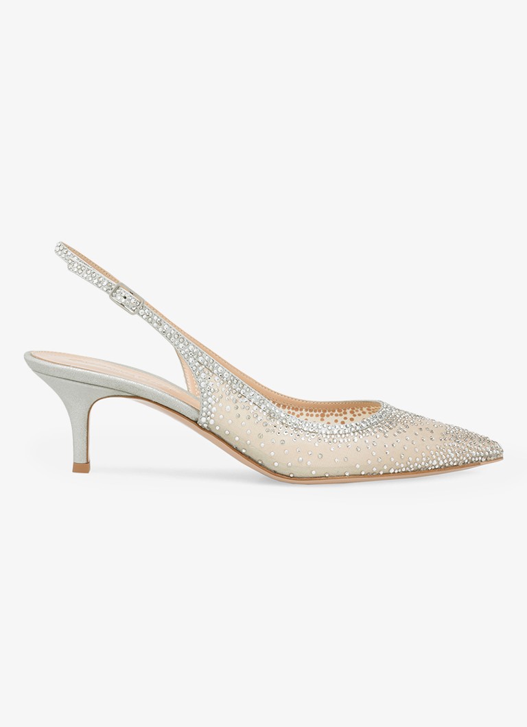 Gianvito Rossi Regina slingback sandala s detaljima od brušene kože i cirkonima
