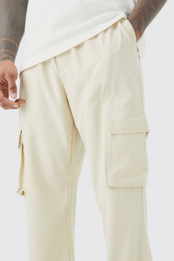 Slim-Fit Stretch Cargo-Hose mit Kontrast-Naht