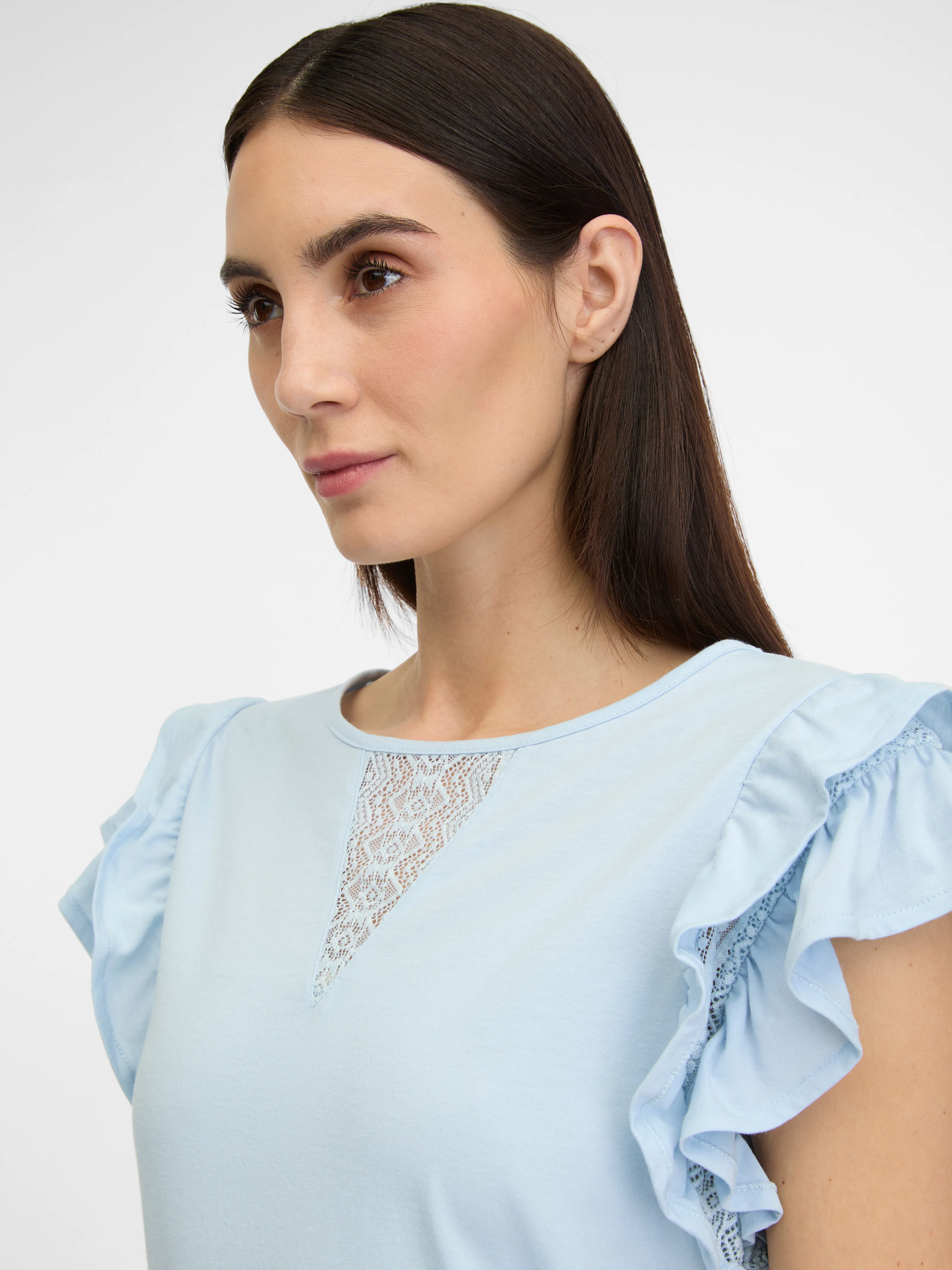 Blaues Damen-T-Shirt mit kurzen Ärmeln ORSAY