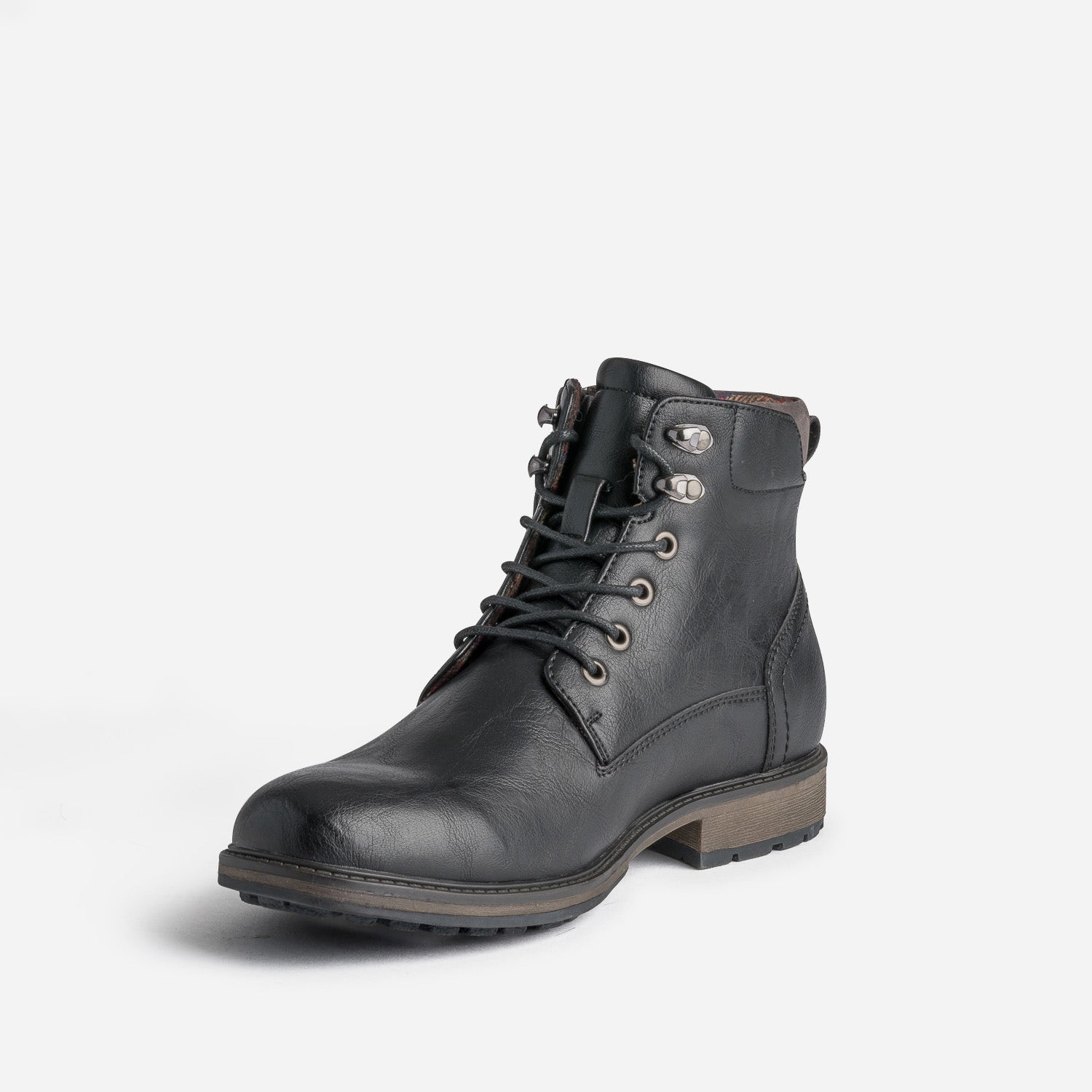 Bottine noire à doublure carreaux