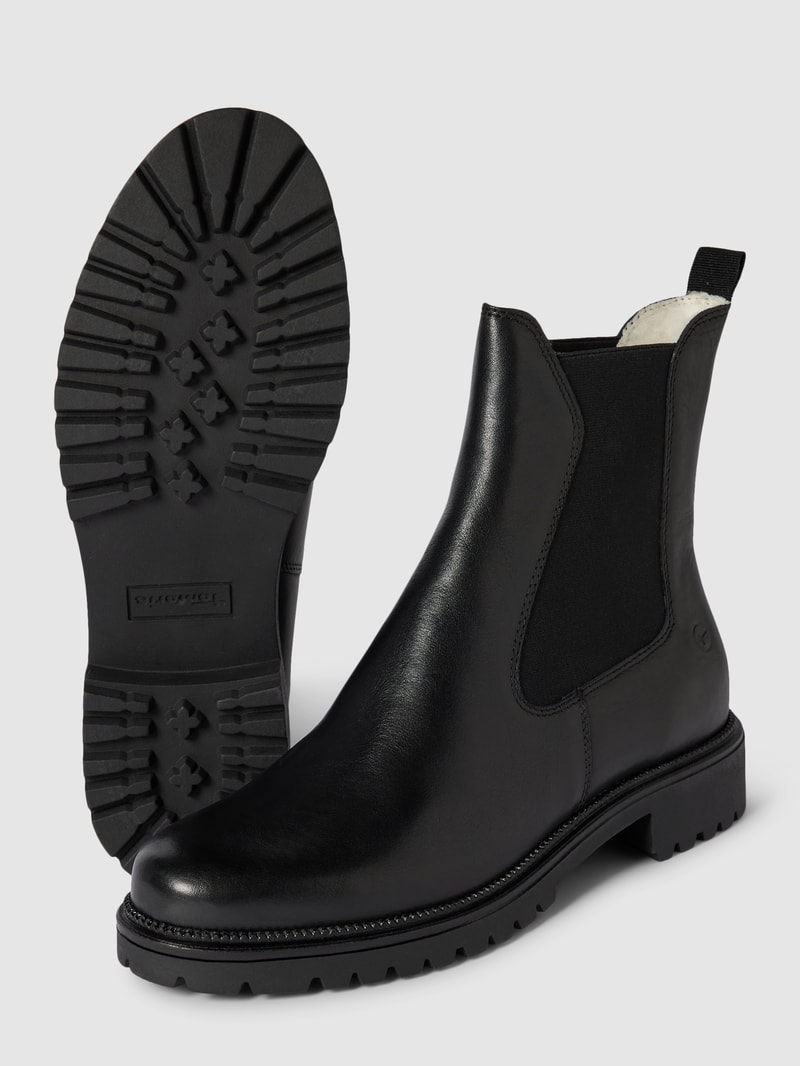 Chelsea Boots aus Leder-Mix in schwarz