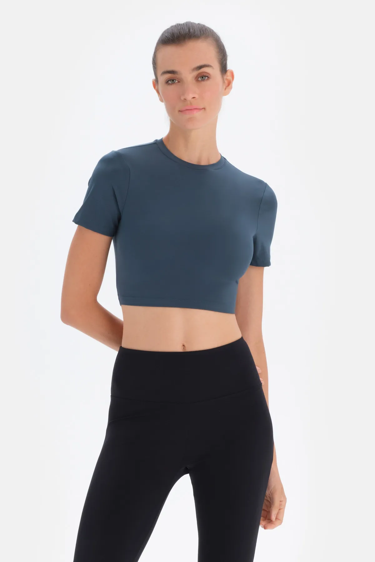 Dagi  Dunkelgrünes Damen-Kurzarm-T-Shirt