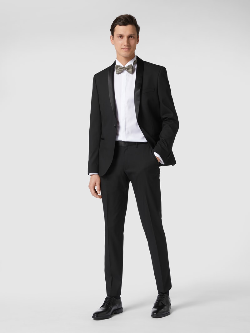 Slim Fit Smoking-Hemd aus Twill in weiß