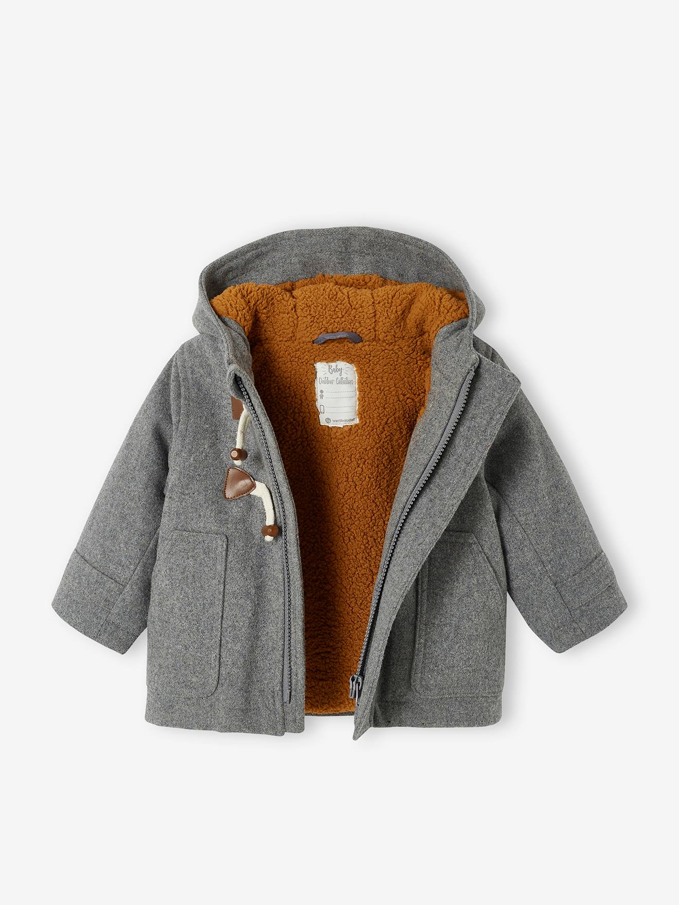 Vertbaudet Baby Jacke mit Kapuze, Dufflecoat, Recycling-Polyester - nachtblau