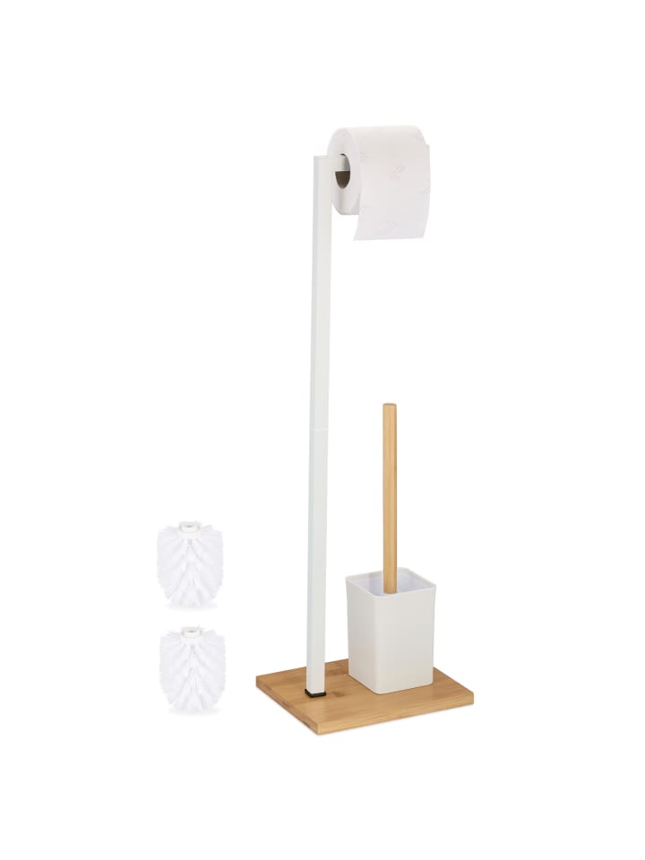 relaxdays WC-Garnitur Weiß/ Natur - (B)22 x (H)70,5 x (T)18 cm günstig kaufen onesize