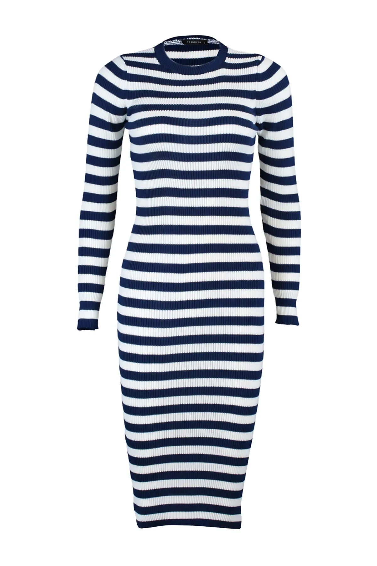 Trendyol Collection  Marineblau Marineblaues figurbetontes gestreiftes Mini-Strickkleid TWOAW23EL00018 Kleid TWOAW23EL00018