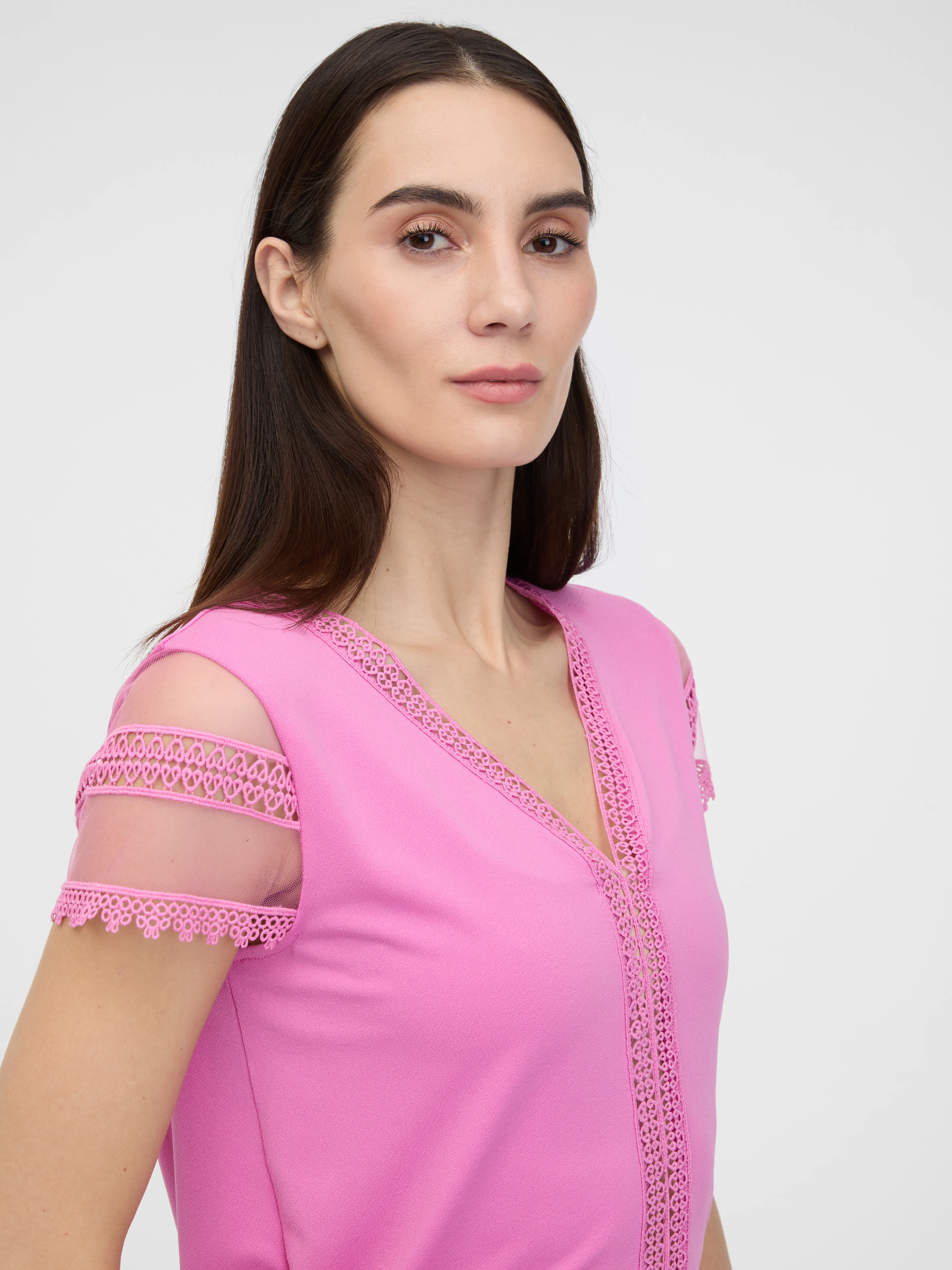 Rosa Damen-T-Shirt mit kurzen Ärmeln ORSAY