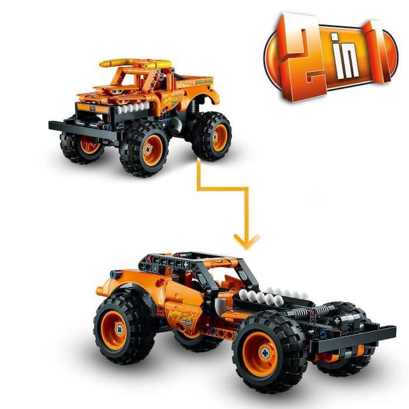 LEGO® 42135 Technic Monter Jam El Toro Loco Voiture Jouet pour Enfants dès 7 Ans 2 en 1 Truck et Véhicule Tout-Terrain orange