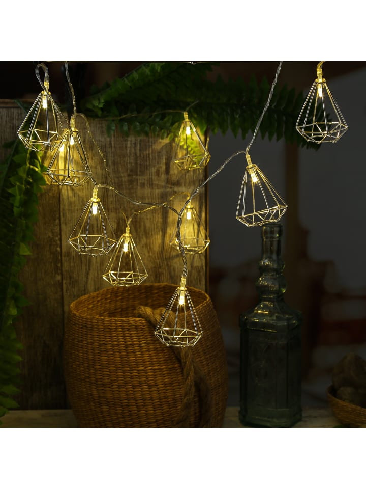 MARELIDA LED Lichterkette DIAMANT 10 kleine beleuchtete Rubine L: 1,6m in silber günstig kaufen onesize