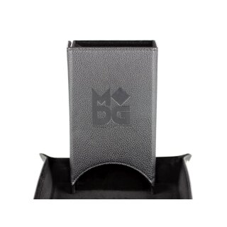Fold Up Leather Dice Tower Black