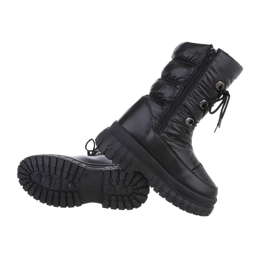 Ital-Design Damen Snowboots Freizeit Snowboots Blockabsatz Plateaustiefeletten in Schwarz