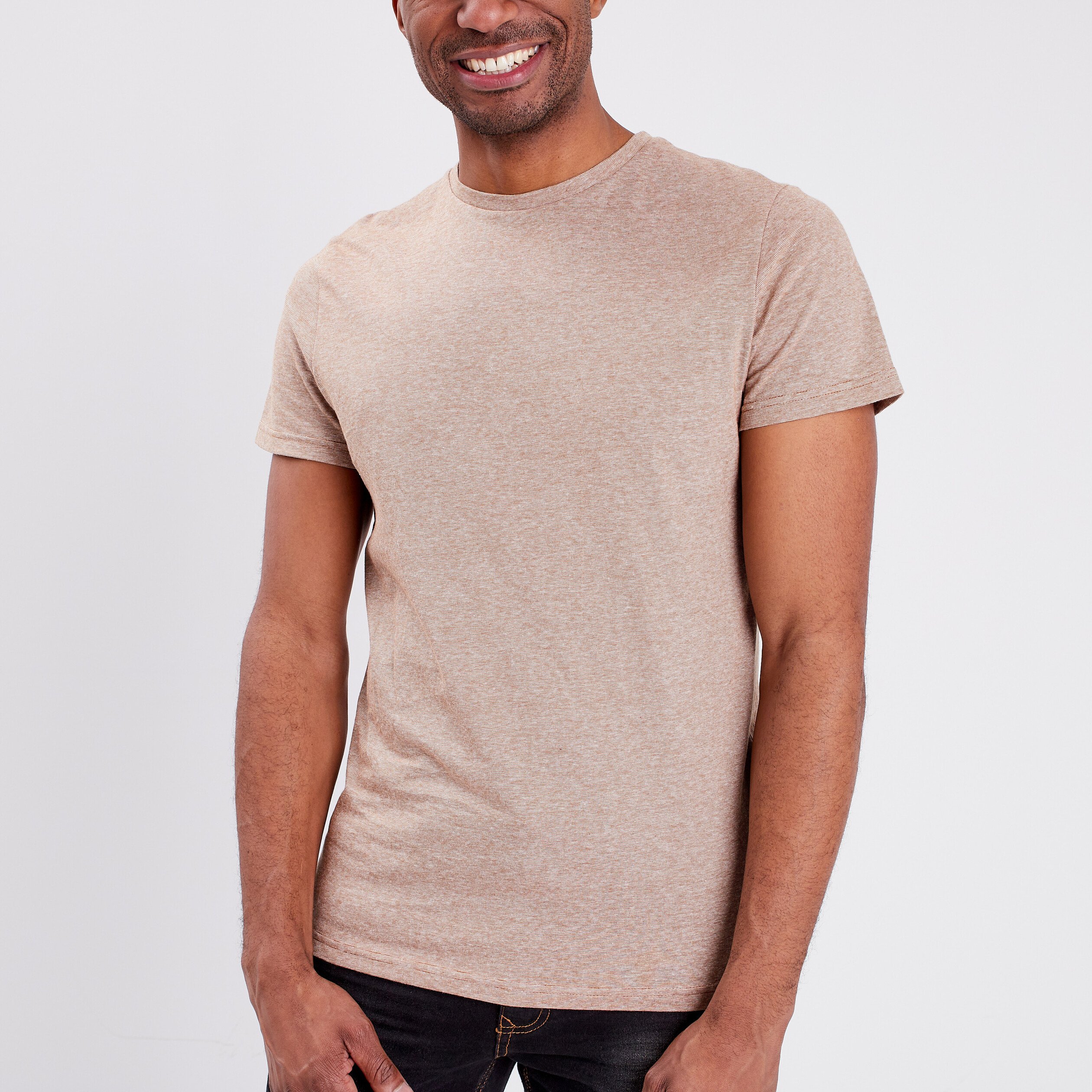 T-shirt coton manches courtes couleur bronze homme | La Halle