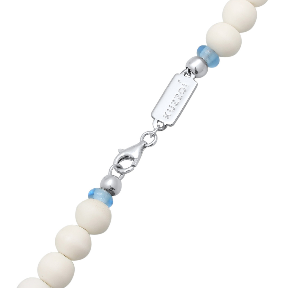 KUZZOI KUZZOI Collier Hommes emoji perles de verre multicolores en argent sterling 925 collier