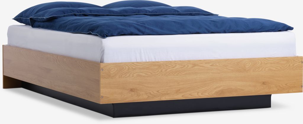 Estrutura de cama ELLINGE ELLINGE 150x200cm com arrumação na cor carvalho