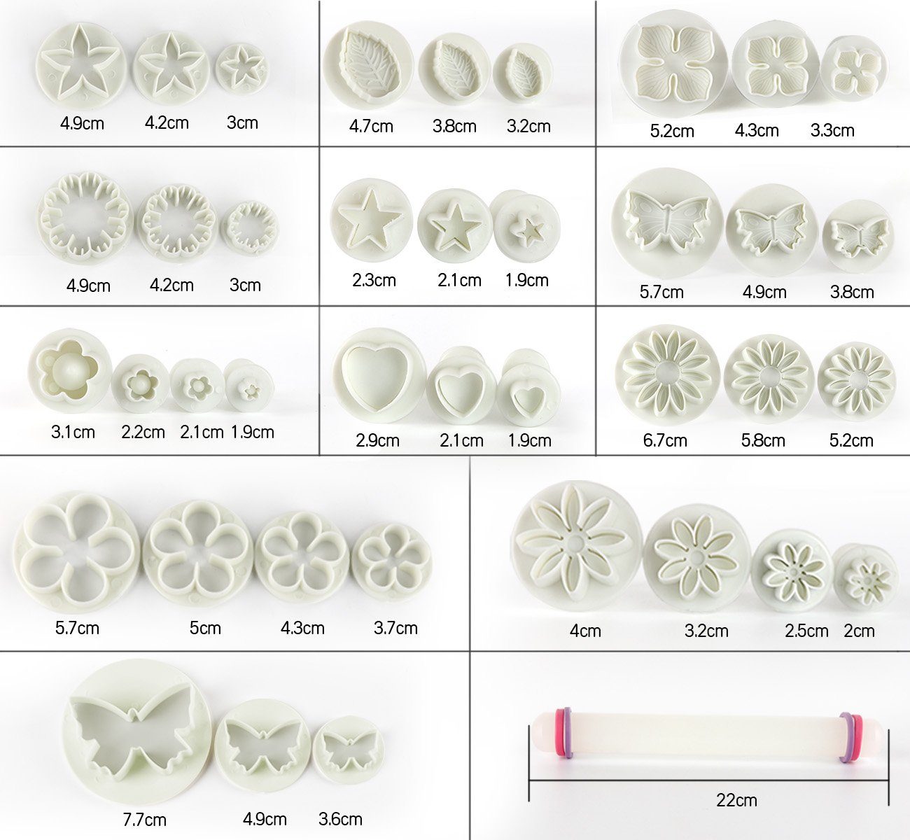 Homewit Ausstechform Fondant Ausstecher Set Tortendeko für Buchstaben Premium Backzubehör, (Packung, 69-St), Weihnachtsdekoration Modellierwerkzeug tüv Kuchen, Torten, Cupcakes