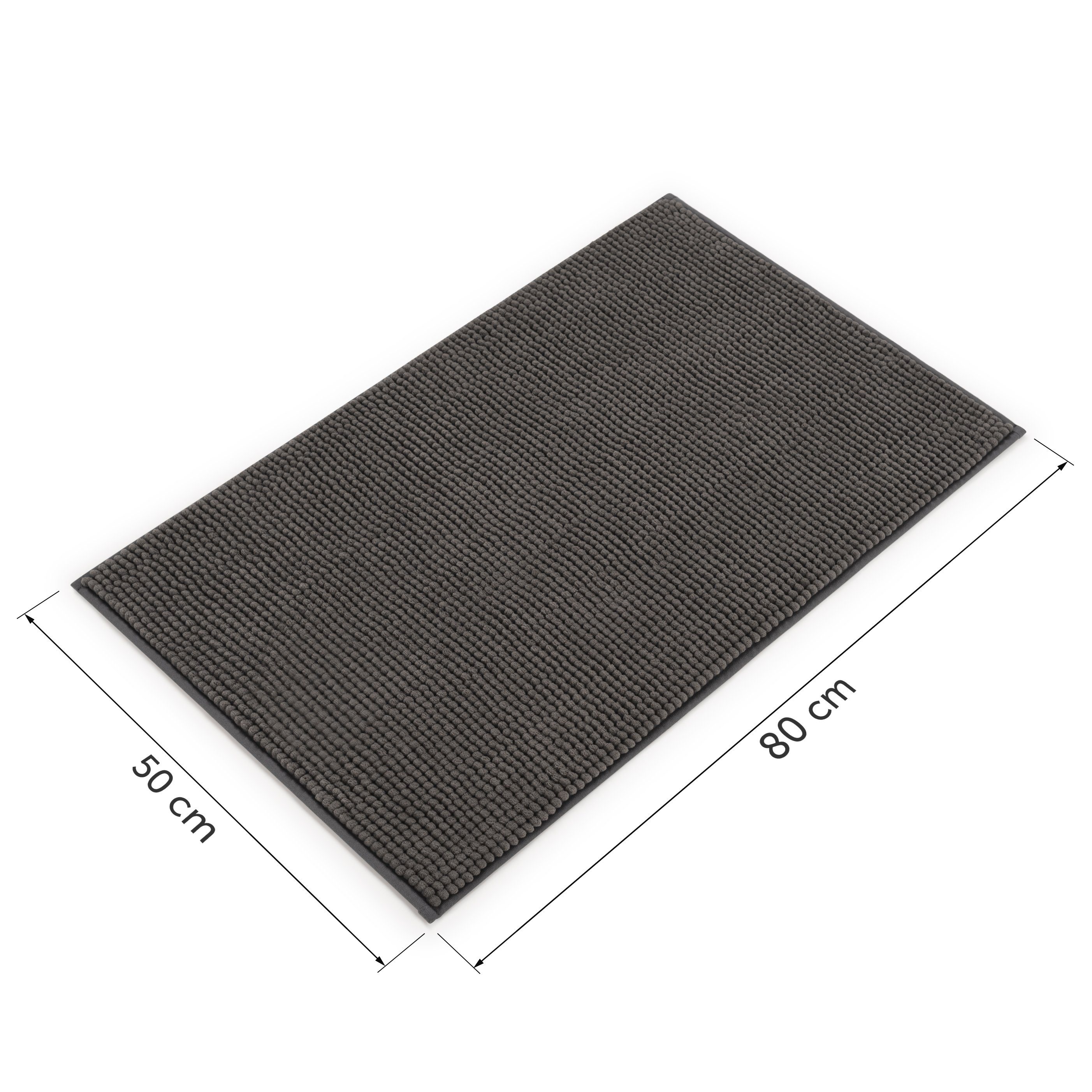 Badematte Chenille Badezimmerteppich, Badematte rutschfest Blumtal, strapazierfähig, rutschfest, Polyester, Läufer, Weicher Badvorleger, Badteppich / 40°C maschinenwaschbar