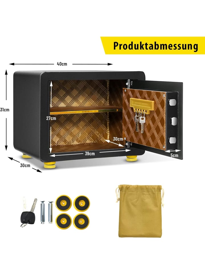 COSTWAY Safe Tresor mit digitaler Tastatur in Schwarz günstig kaufen 40 cm