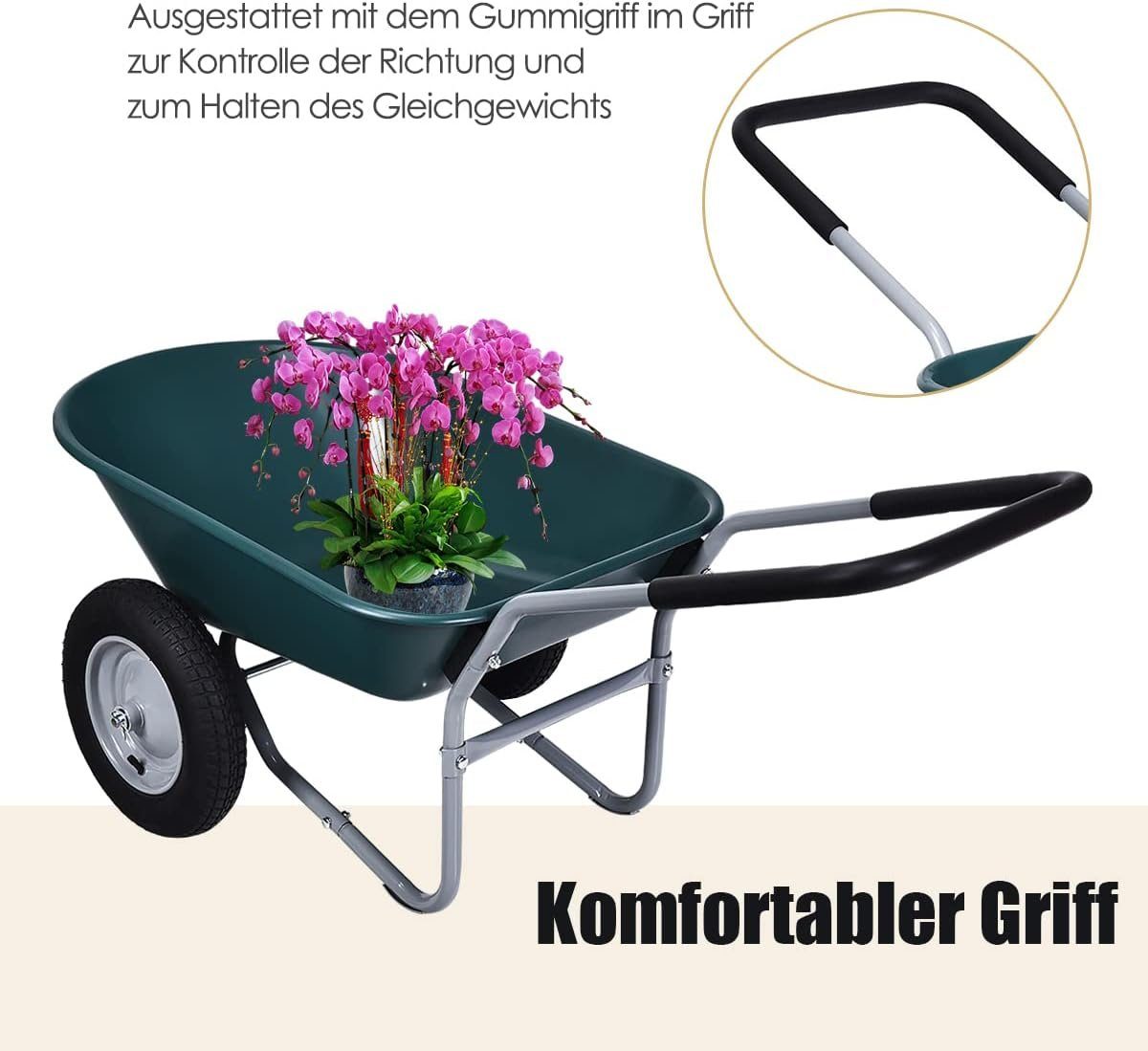 KOMFOTTEU Schubkarre, mit Metall Felge & PP Wanne & Softgrip-Griffe