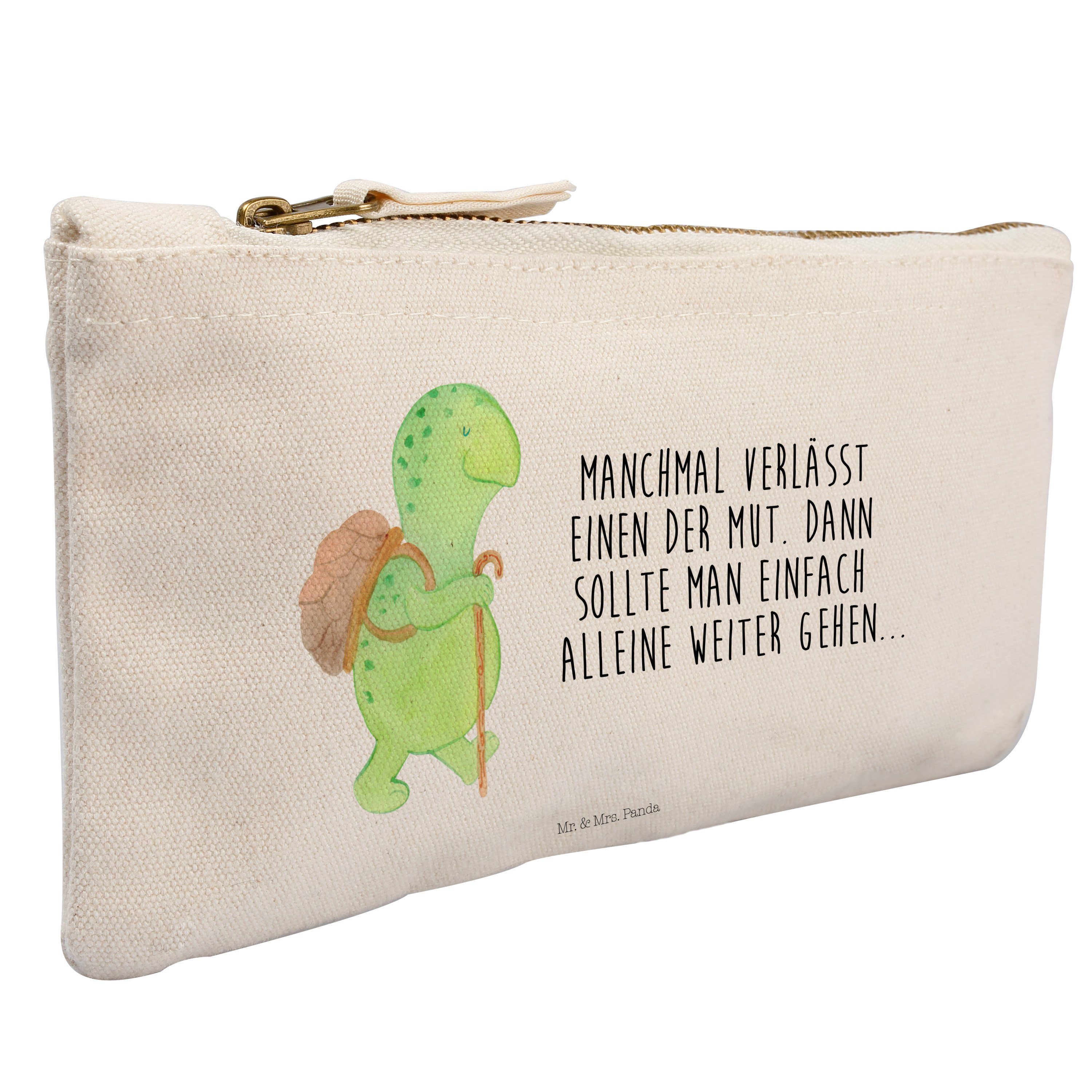 Mr. & Mrs. Panda Kosmetiktasche Schildkröte Wanderer - Weiß - Geschenk, Schminktasche klein, Rucksack (1-tlg)