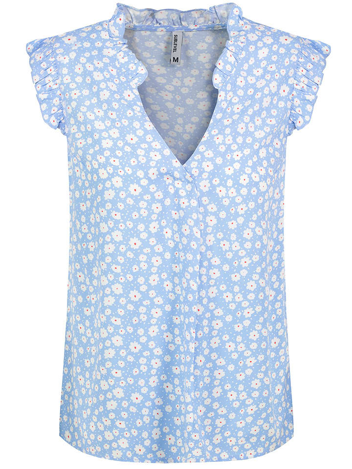 Sublevel Bluse in Hellblau/ Weiß günstig kaufen